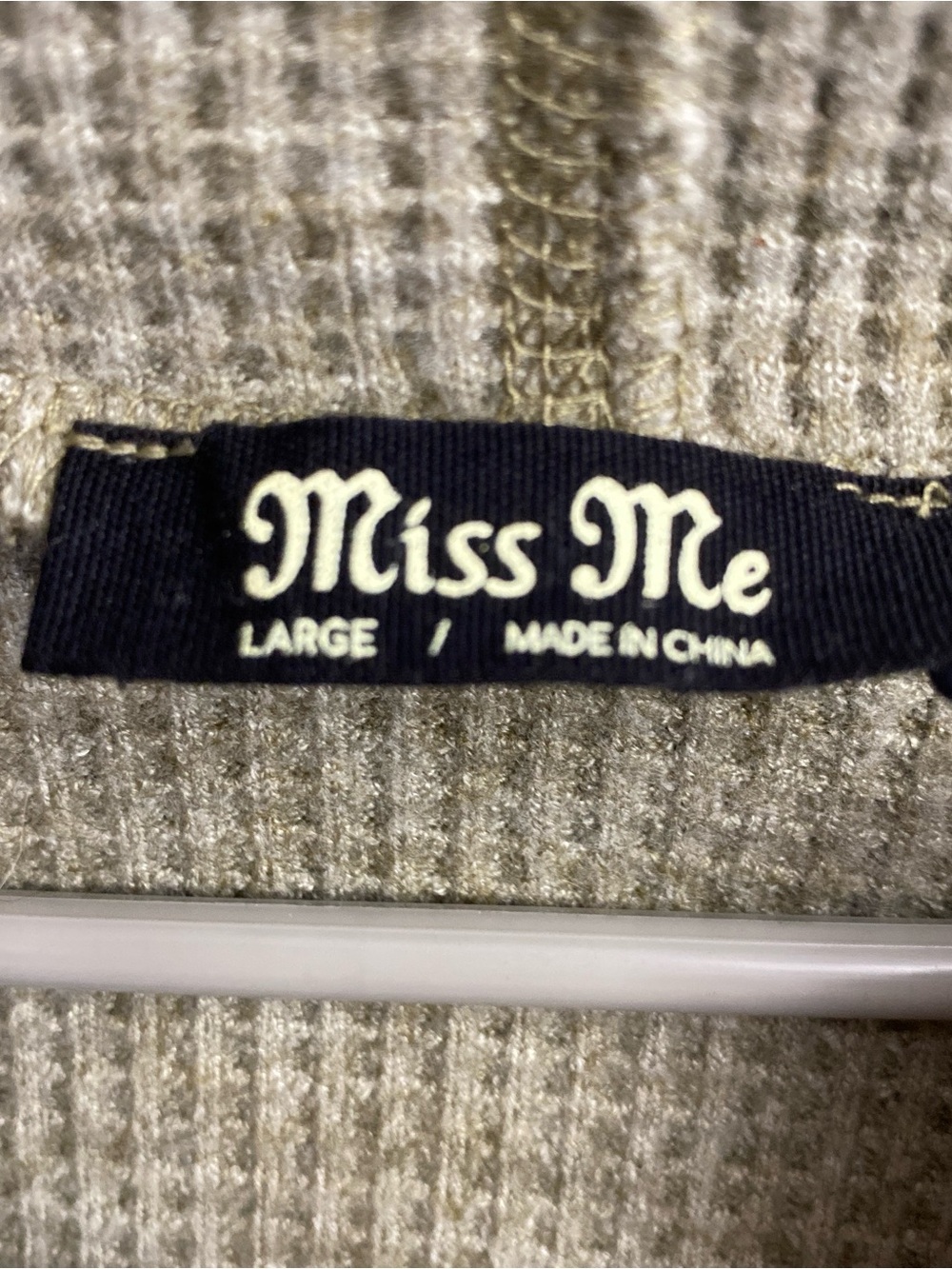 Miss Me Olive Ribbed Zip Jacket - Picture 2 of 3